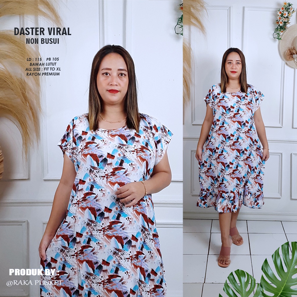 DASTER RUFFLE | DASTER VIRAL MOTIF | DASTER KEKINIAN | DASTER RAYON MURAH BAWAH LUTUT NON BUSUI-MOTIF 36