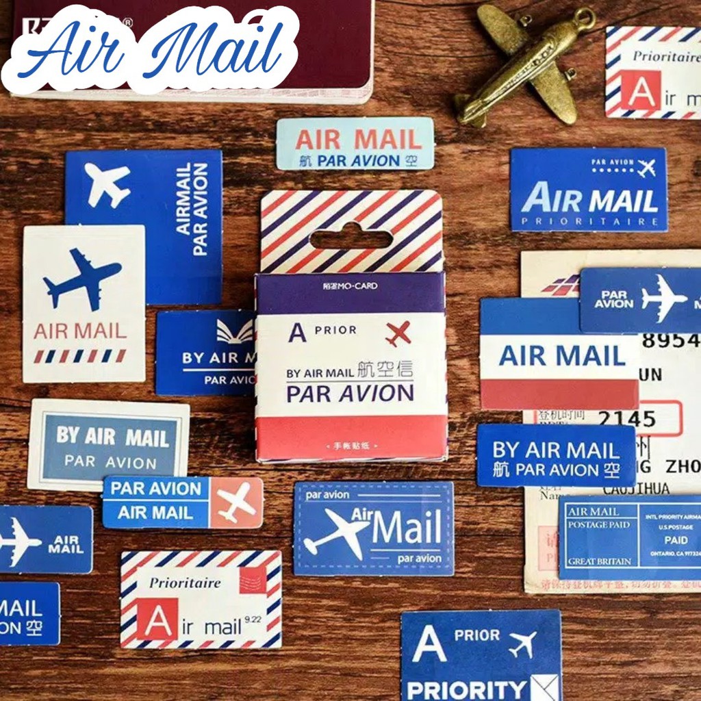 45pcs Aesthetic Stiker Box Lucu Murah Dekorasi Hias Diary/Journal/Scrapbook/DIY-Air Mail
