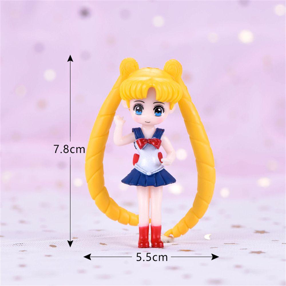 Mainan Miniatur Patung Anime Sailor Moon Bahan PVC Untuk Dekorasi Kue