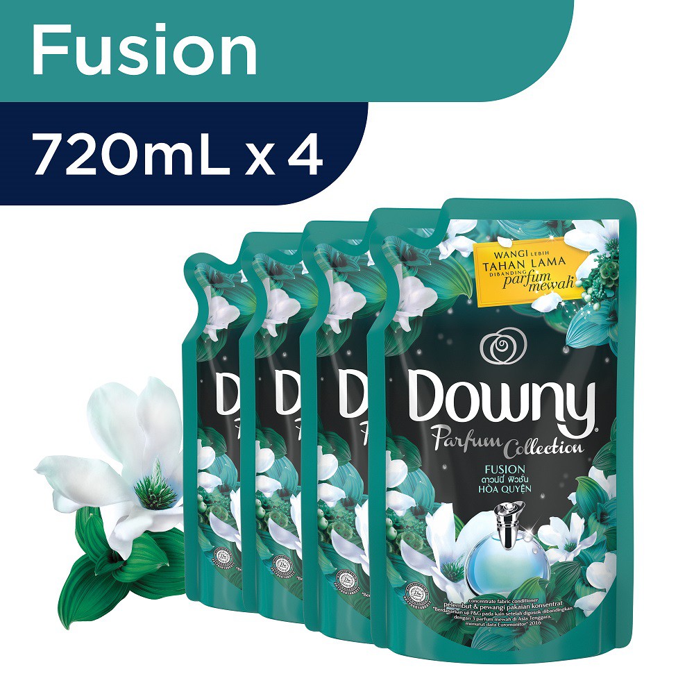 Downy Fusion Refill / Hijau 720ml (Paket Isi 4)