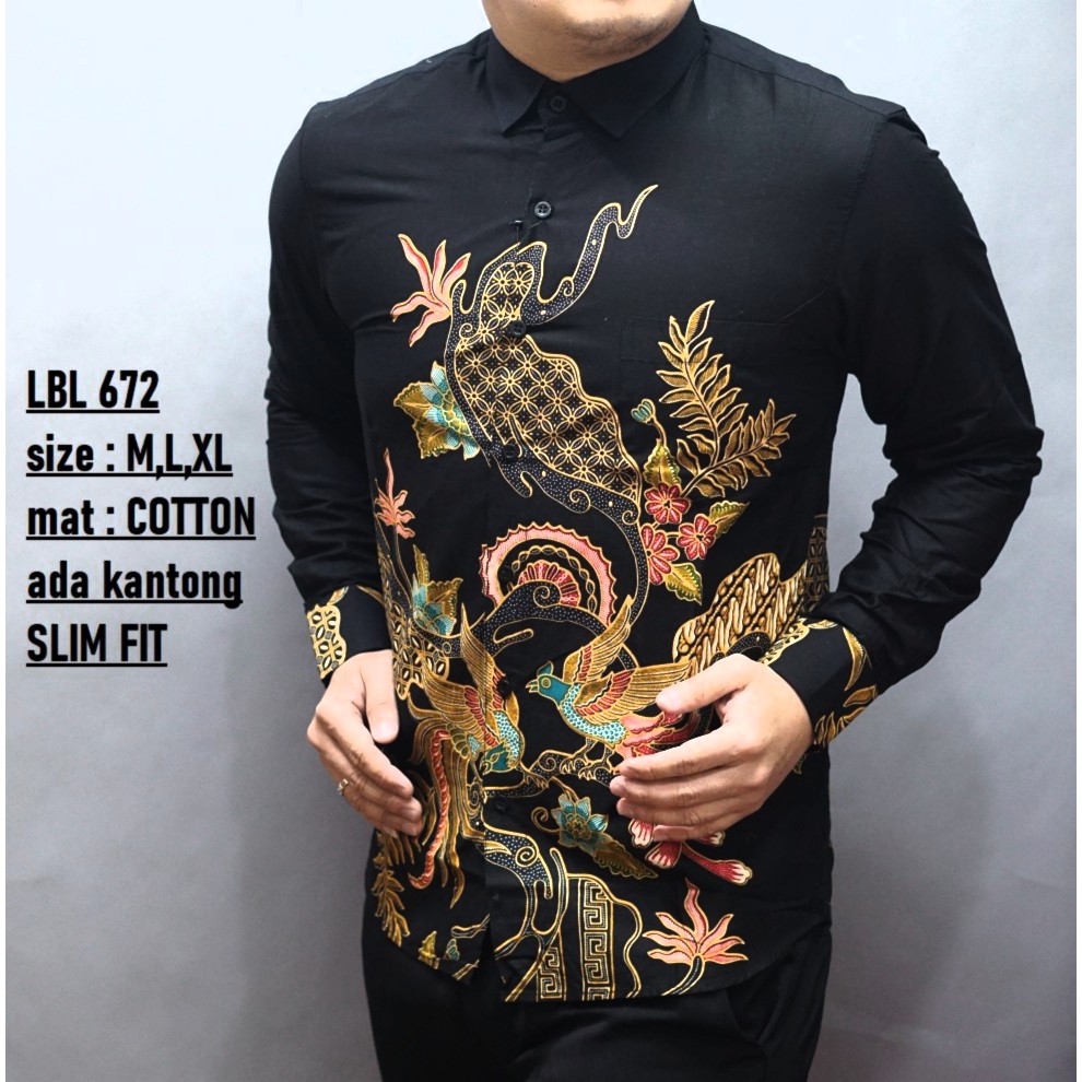 KEMEJA BATIK PRIA SLIM FIT HEM BATIK PRIA SLIM FIT ORIGINAL KATUN LUIGIBATANI LBL672