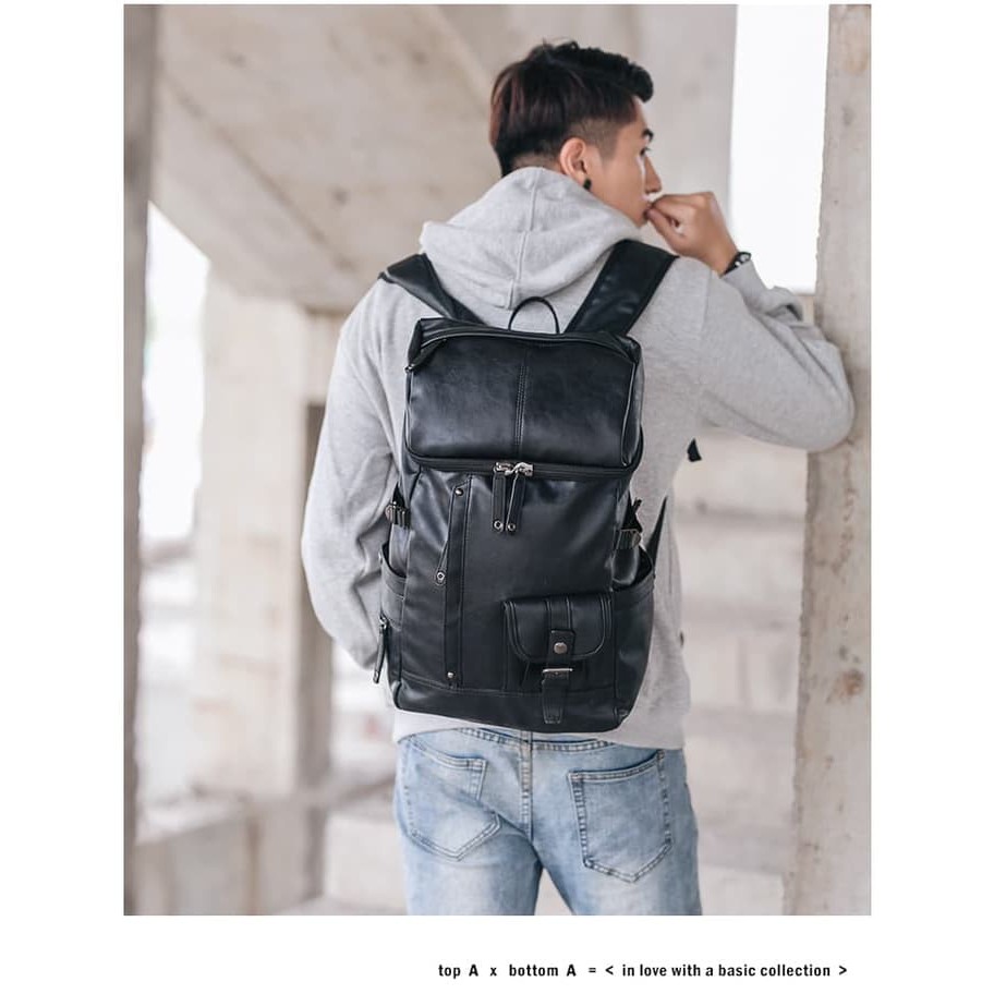 Pl112 Tas Ransel Kulit Pria Backpack Punggung Kerja Kuliah Lapt AZ547  - - Wanita- Travel-Tr000705-