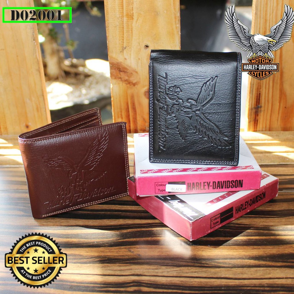 DOMPET PRIA HARLEY MODEL TIDUR BLACK BROWN ORIGINAL KULIT PU-1