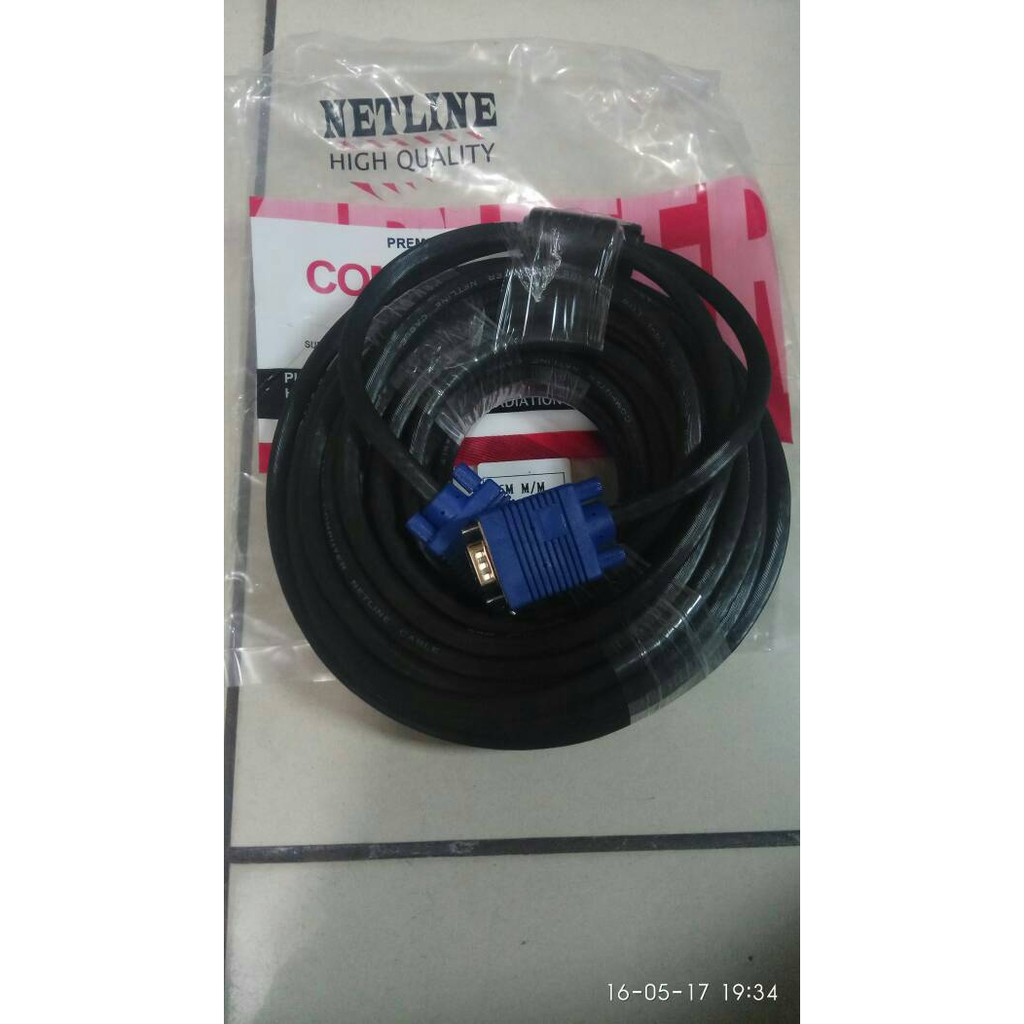 Kabel VGA 10m Gold Plate HQ Netline - Kabel VGA 10 Meter Male to Male