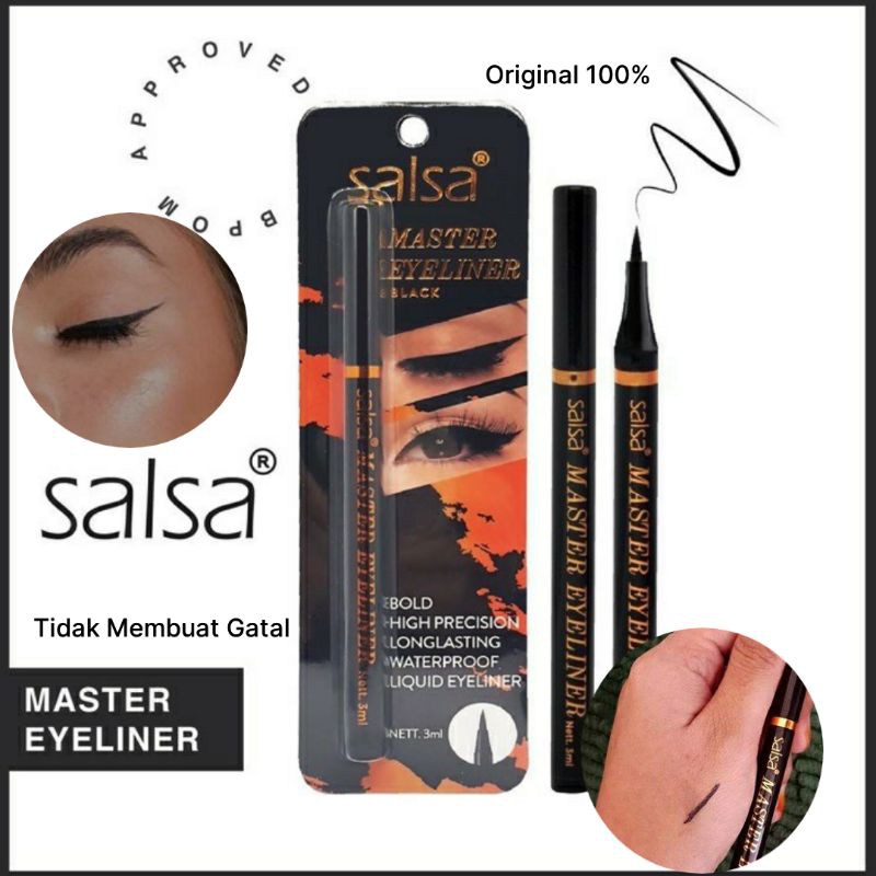 Spidol Eyeliner Mata Salsa Master Kosmetik waterproof pen black hitam spidol kelopak mata Arab