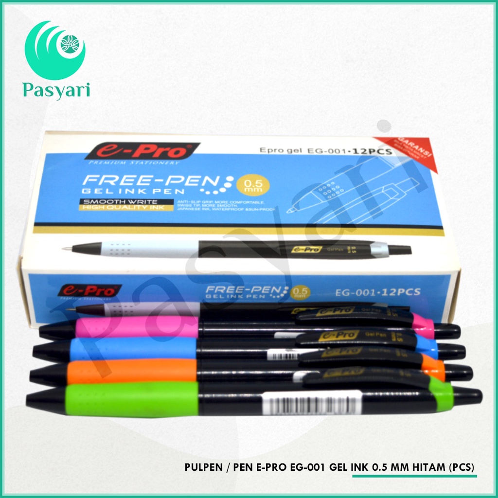 

Pulpen / pen E-pro EG-001 Gel ink 0.5 mm Hitam (pcs)