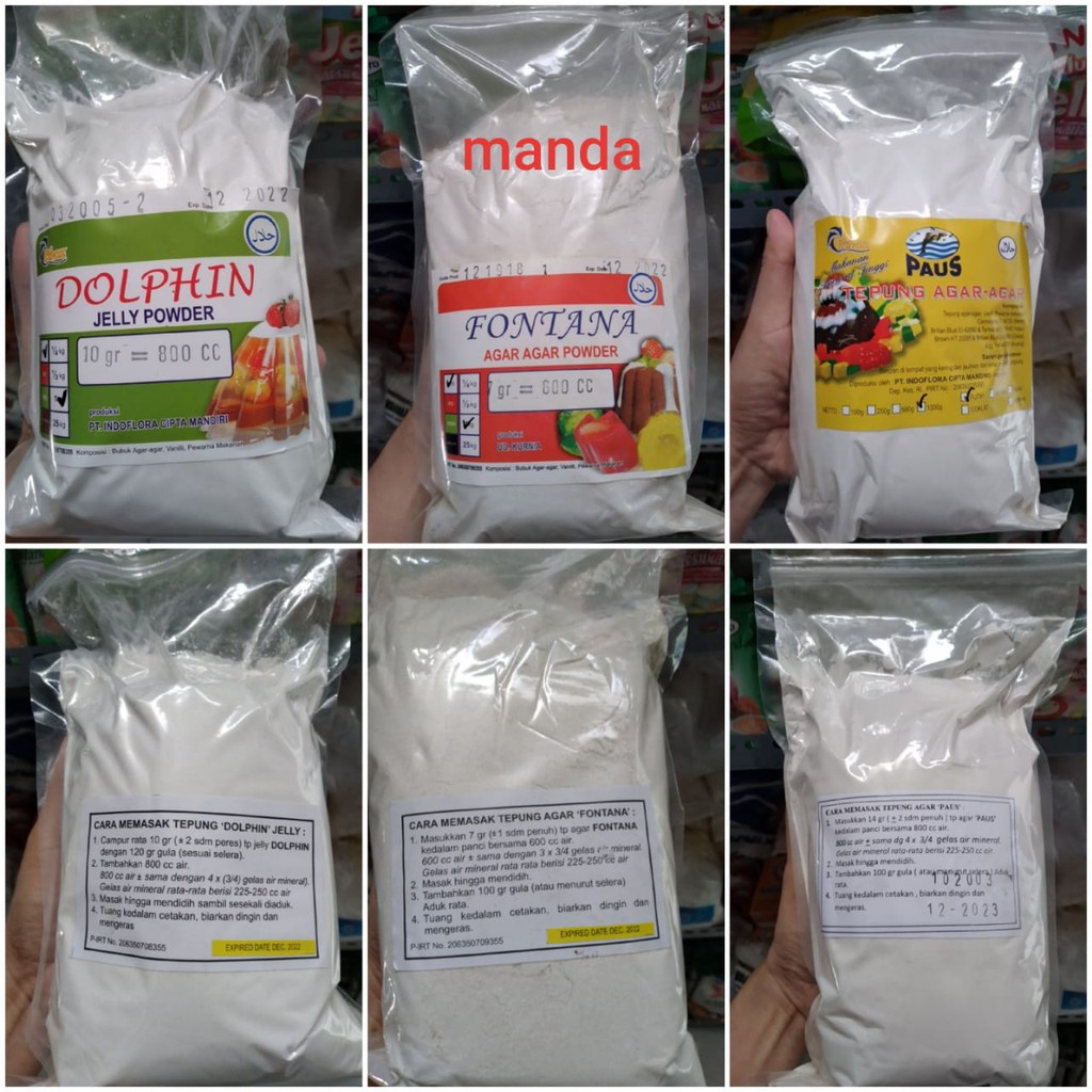 

Agar-agar powder bubuk jelly putih plain COD Dolpin Fontana Paus 100 gram