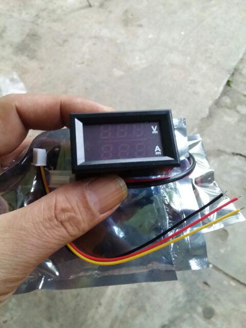 1pcs Dc 0-100v 10a Ammeter Voltmeter Digital/tampilan Ganda/detektor Tegangan 0.28 Merah Biru Led