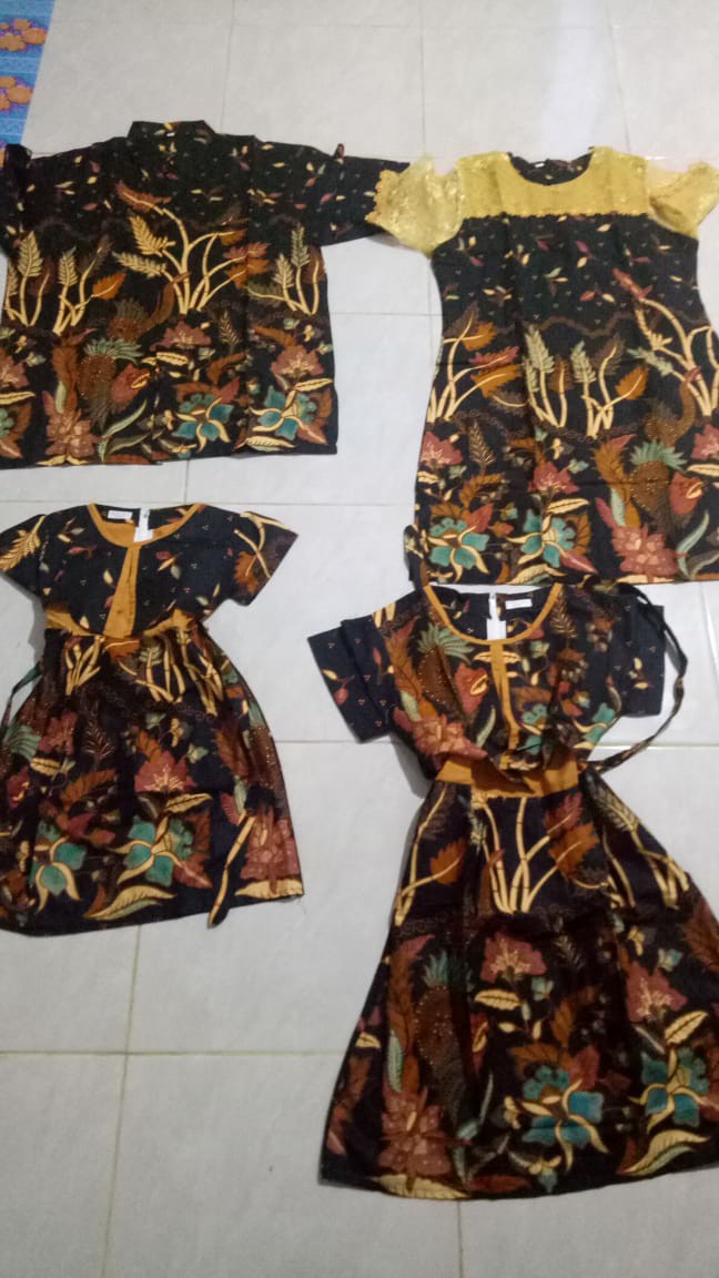 Qnunbatik Batik Keluarga/family Dress/terusan Nagita Hitam