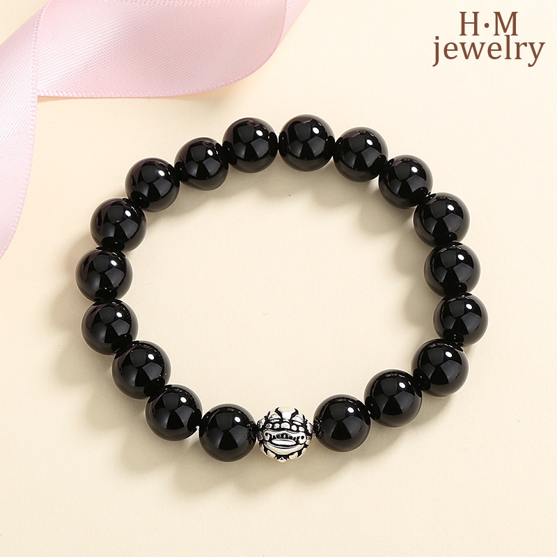 Gelang Obsidian Warna Hitam Dan Emas Untuk Wanita