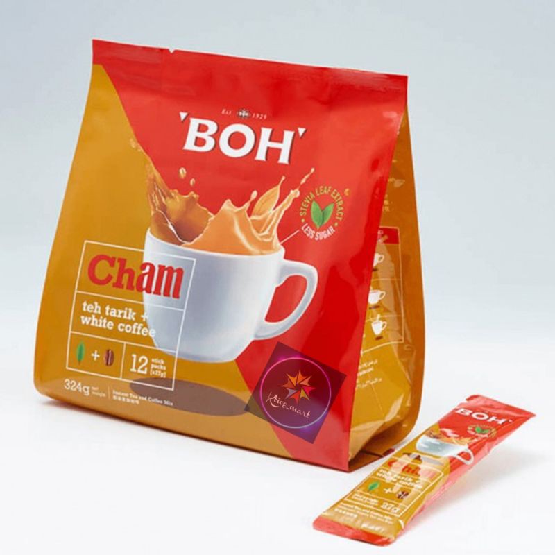 

BOH TEA CHAM//Teh Tarik + Kopi Putih/12 sachets/less sugar/Import