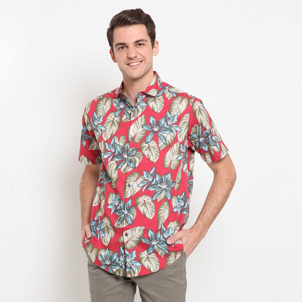 LR-2 Kemeja Pria Hawaii Pendek Red 9118