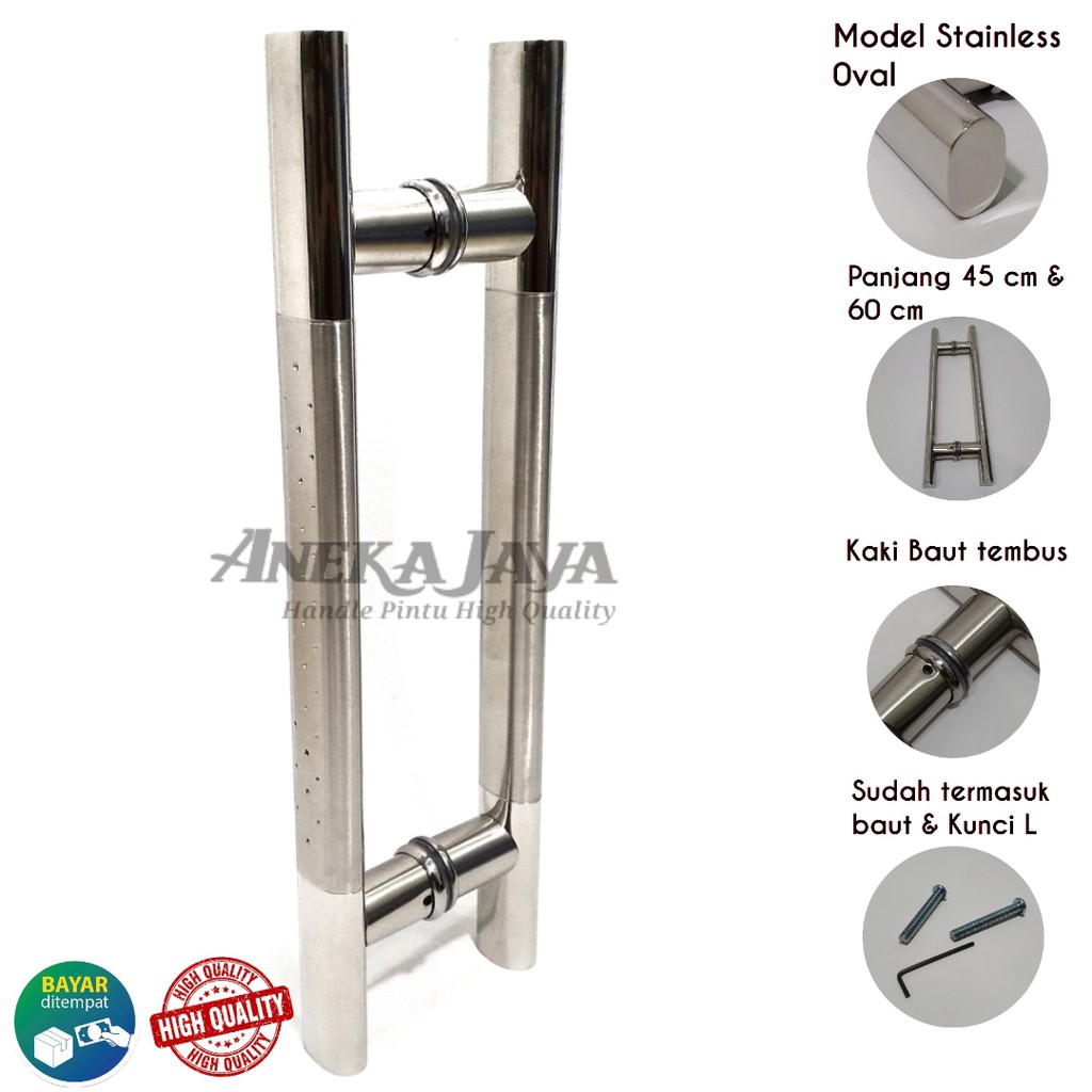 Handle Pintu rumah baut tembus 45 cm , 60 cm / Tarikan Pintu rumah / Pegangan Pintu stainlees steell