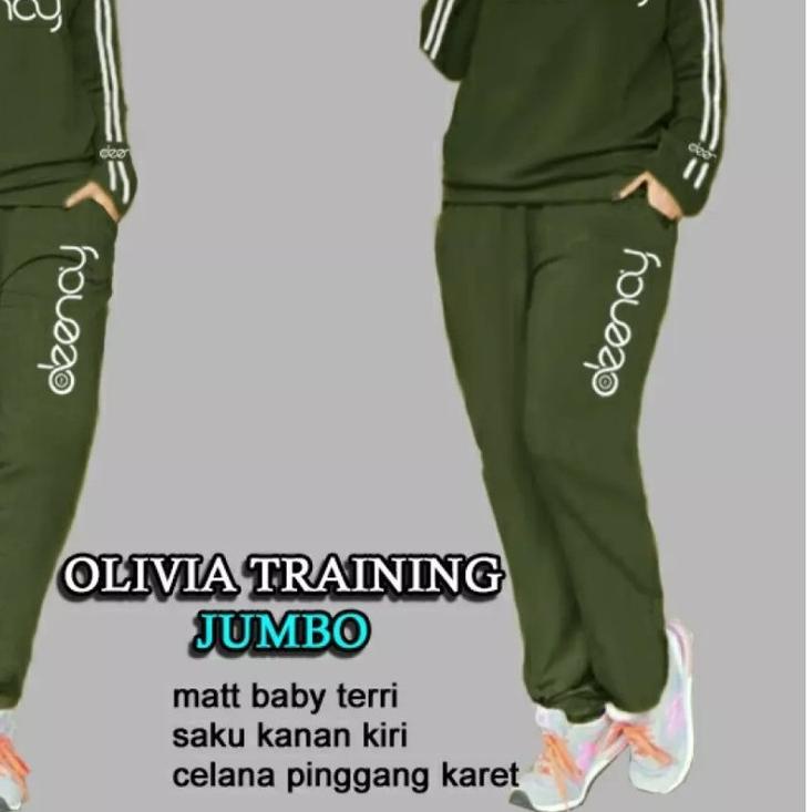 ☝ OREA-L-XL-XXL-3XL-Baju Setelan OLIVIA pakaian santai set training,pakaian wanita jumbo set olahrag