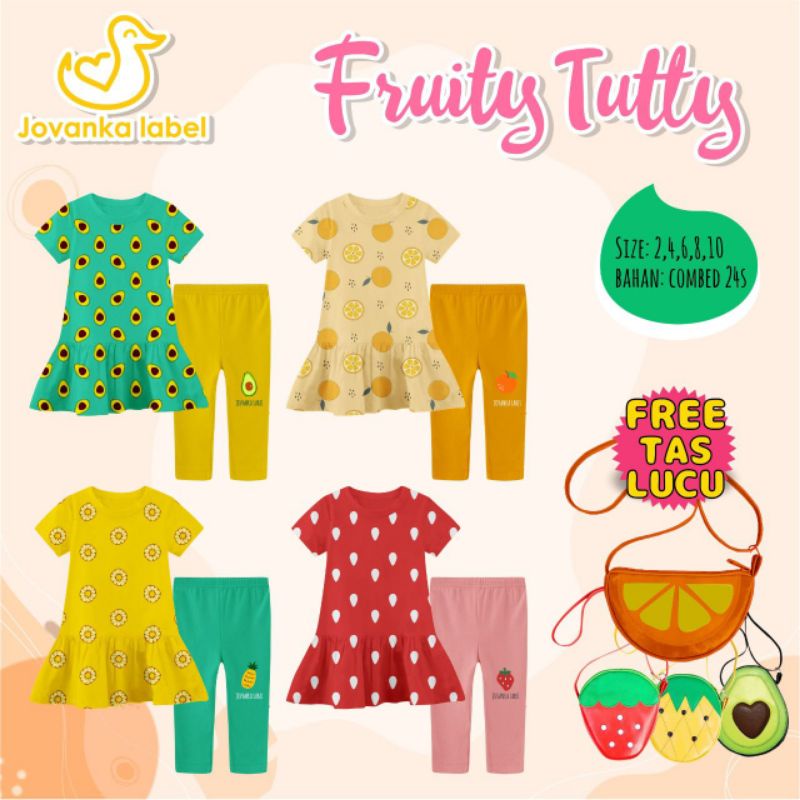 Set Fruity by Jovanka Label / Setelan Anak Perempuan FREE Tas Lucu