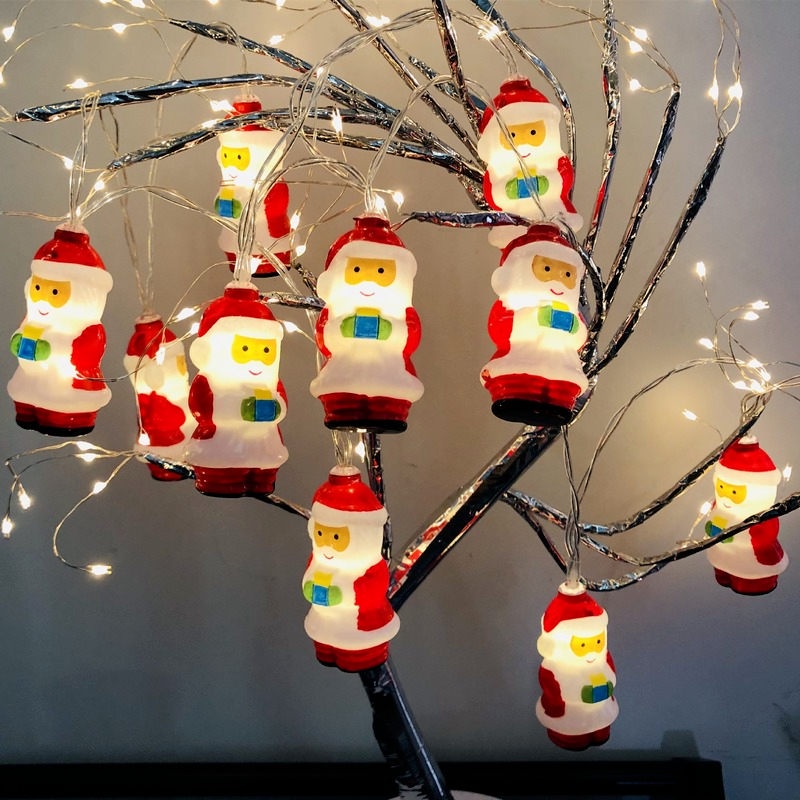 (Christmas) Lampu String Led Bentuk Santa Claus Untuk Dekorasi Kamar Anak