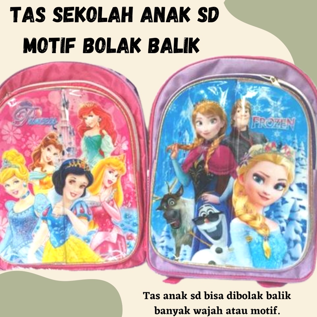 PROMO NEW MURAH TAS SEKOLAH ANAK SD BESAR MOTIF BOLAK BALIK BANYAK GAMBAR KARTUN LUCU