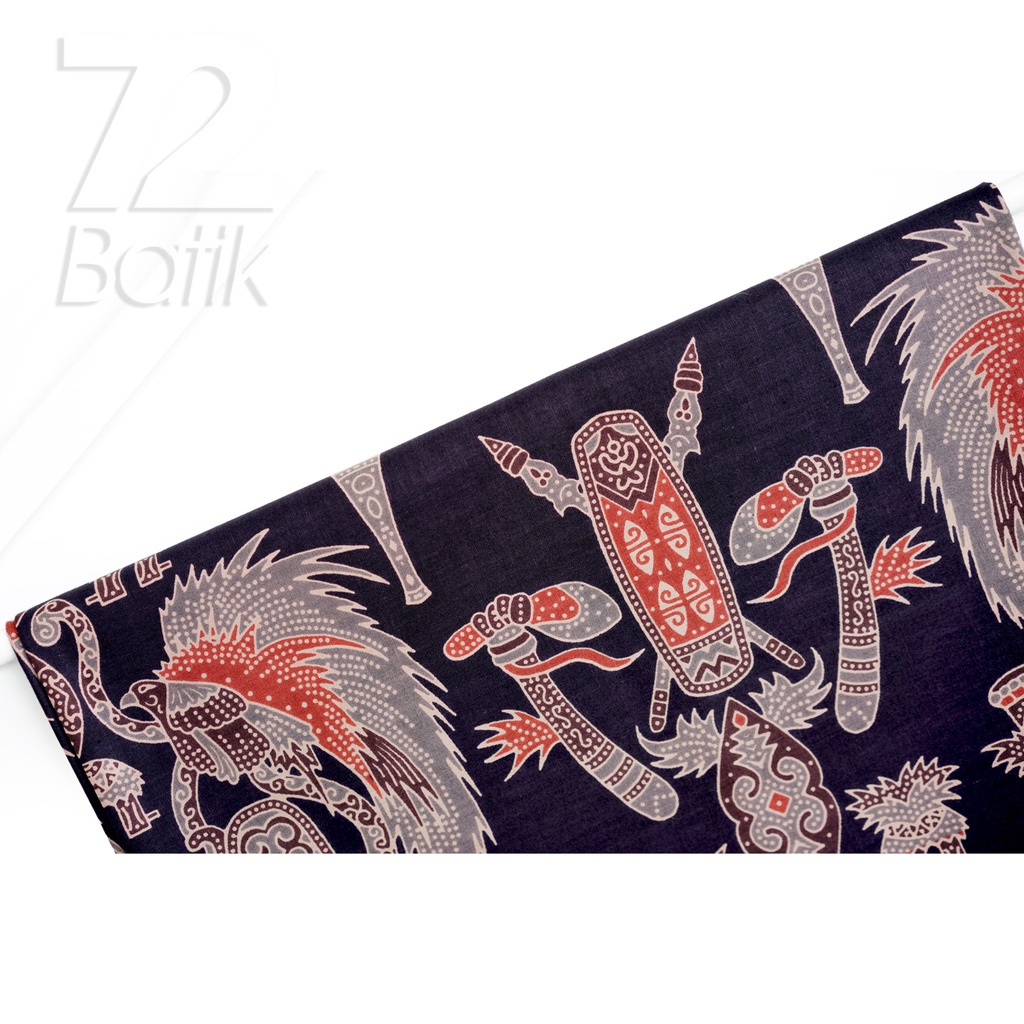 KAIN BATIK PREMIUM Bahan Katun Motif Burung Warna Hitam Orange 721241 Cap 72 Jarik Jarit Samping Kebat Panjang Batik Katun Modern Premium Bahan Seragam Batik Pernikahan Kantor Keluarga Murah Kamen Jadi Batik Bali Lembaran