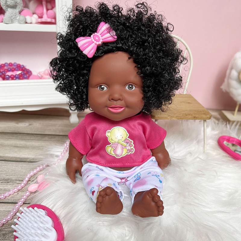 Mary African Black Untuk Boneka Realistis Bayi Dress up Untuk Boneka Tidur Vinyl Aksesoris