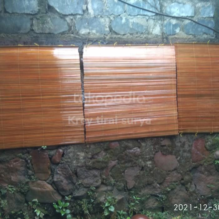 Tirai Sawit Krey Bambu Kerai Kayu Outdoor Full Plitur + Tali Penggulun