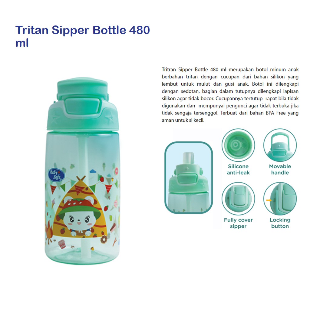 Baby Safe TRI103 Tritan Sipper Bottle Botol Minum Bayi