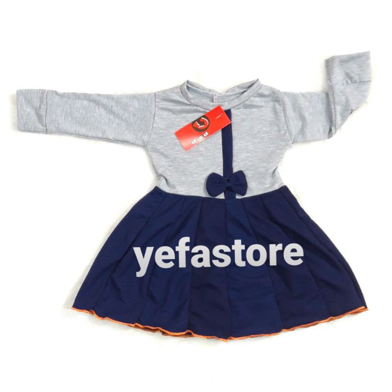 DRESS ANAK LENGAN PANJANG 0-12 BULAN PITA MURAH | [DRESS LP] YES