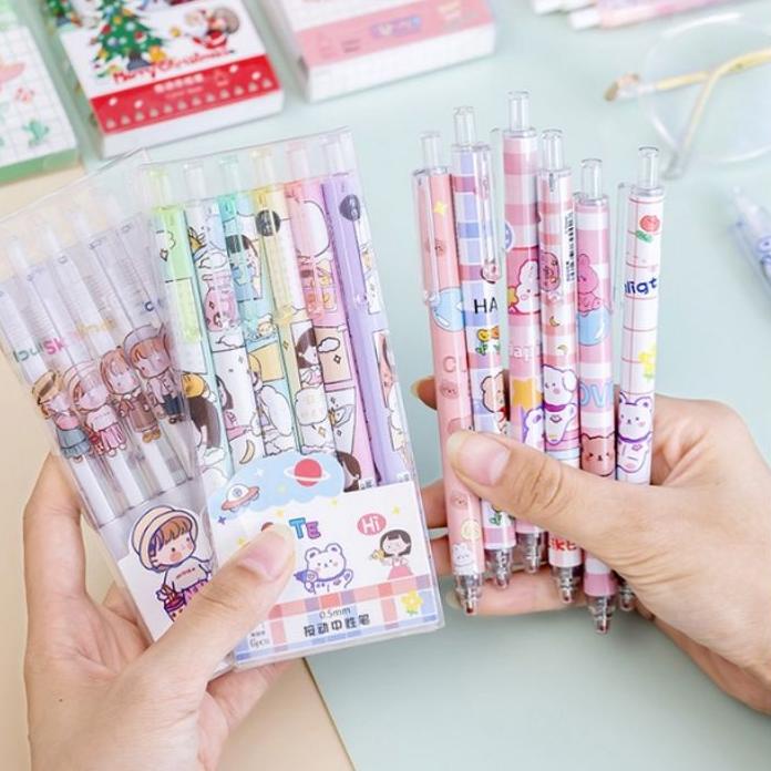 

Di⚡kon !! GAEKOPEDIA || 6 Pcs/Box Pulpen Gel Mekanik Black Ink 0.5mm Fine Point Cute Cartoon Bear Manual Gel Pens harga bersaing