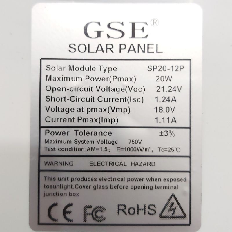 (BISA COD) Panel Surya GSE 400x320x18 20 Watt Solar Panel DC