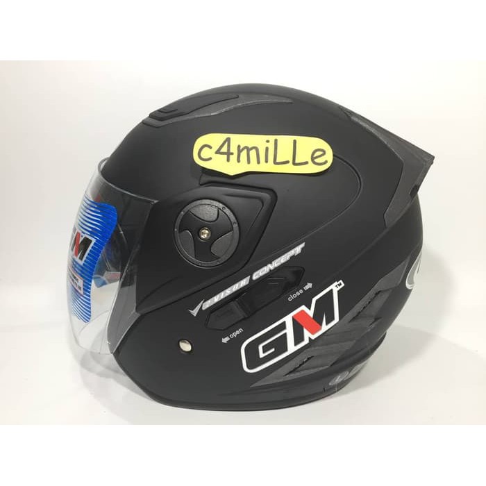 Helm GM Interceptor Double Visor Hitam dop / Black Dop