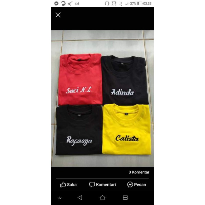 Kaos Anak Bordir Nama Suka Suka Lengan Pendek 1-12 Tahun