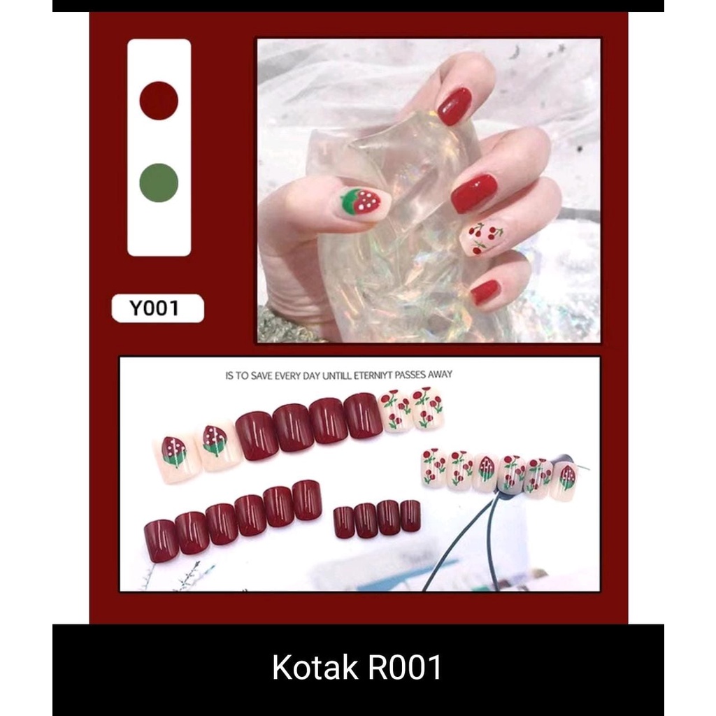 *galerybeautysemarang* Kuku Palsu Fake Nail Kuku Palsu Tahan Air 24 PCS Kuku Palsu Dan Lem /Fake Nail Art 3d /Stiker Kuku Tahan Air