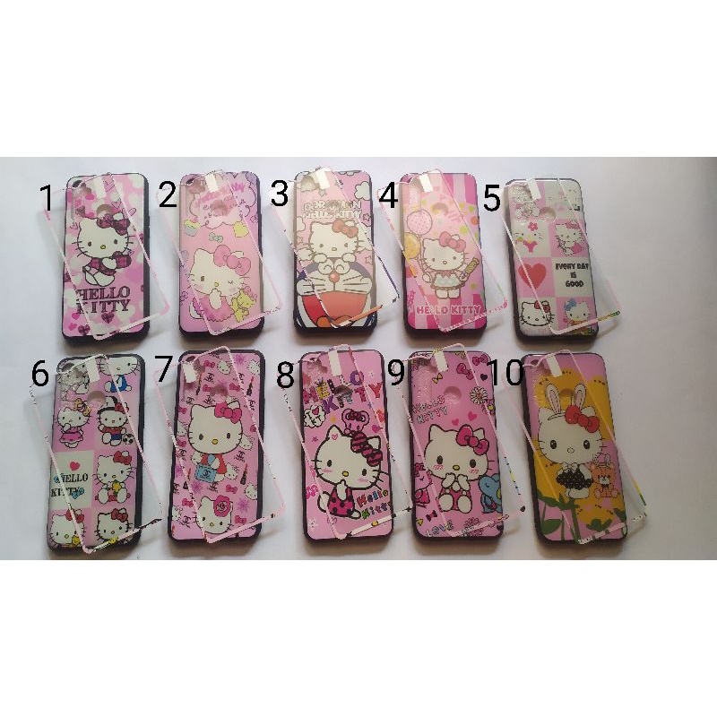 CASE + TEMPERED GLASS REALME 5 / 5i / 5s / C3 HELLO KITTY