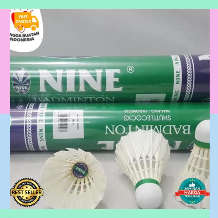 COD TERMURAH - COCK - KOK - SHUTTLECOCK NINE HIJAU ORIGINAL BULU TEBAL GRATIS ONGKIR
