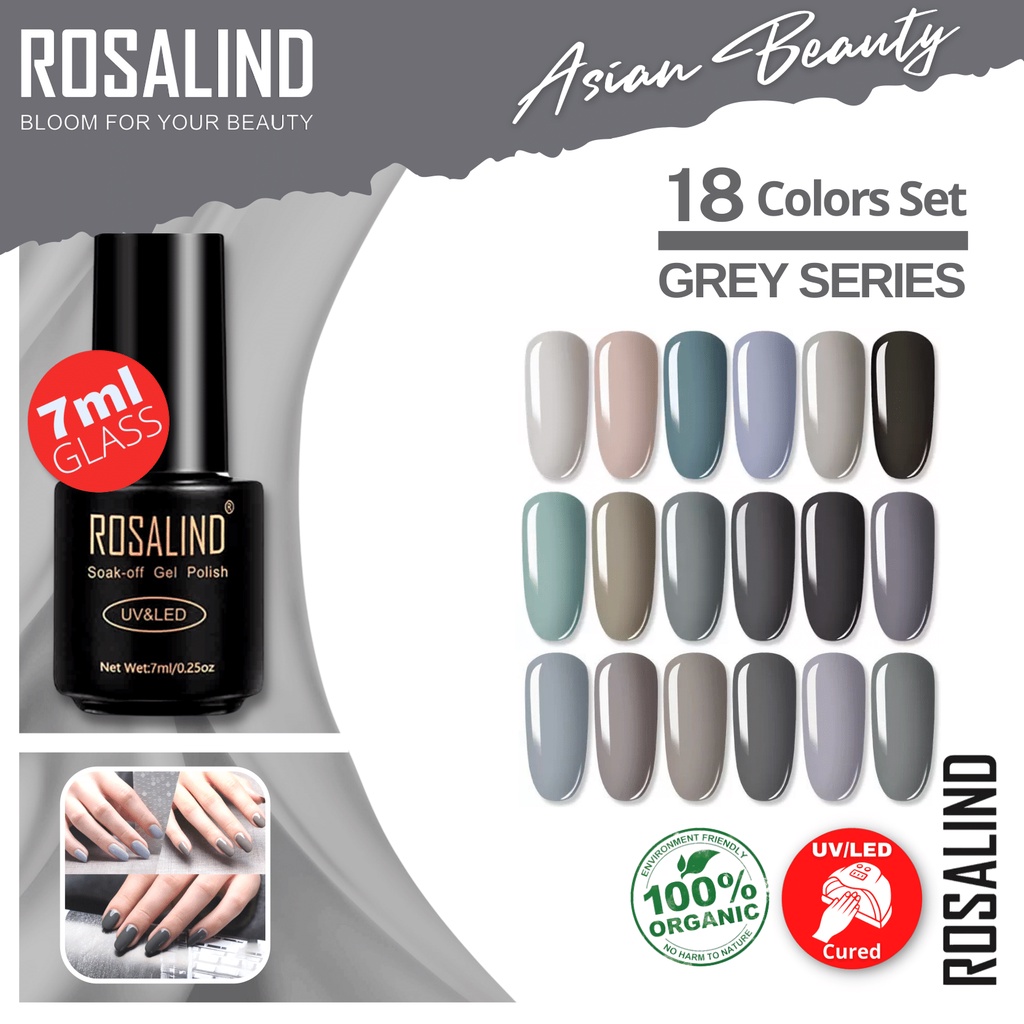 ~AB~ ROSALIND GREY COLOR SERIES Gel Nail Polish UV LED / Kutek / Cat Kuku