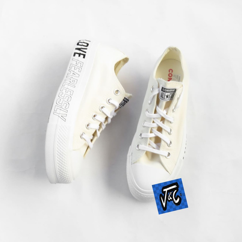 Sepatu Converse CTAS Platform Lift Love Fearlessly Ox White Murah