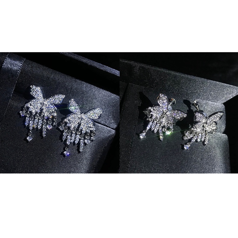 Anting Drop Zircon Bentuk Kupu-Kupu Kecil Untuk Wanita