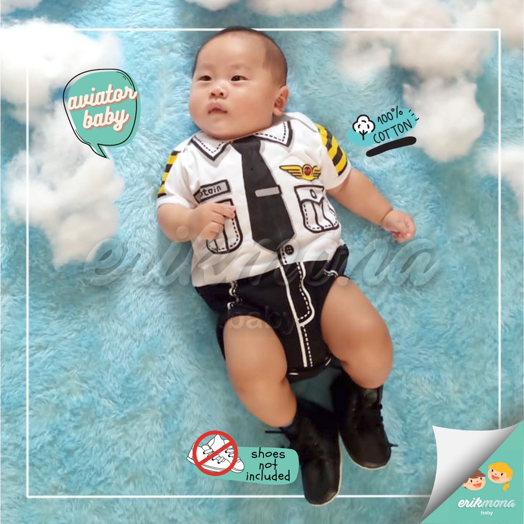 ♥︎ baju bayi jumper bayi lucu ♥︎ model karakter pilot aviator ♥︎