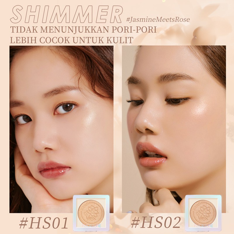 FOCALLURE Face Highlighter Glitter Glow bedak - SKIN PRESSED #JasmineMeetsRose FA234