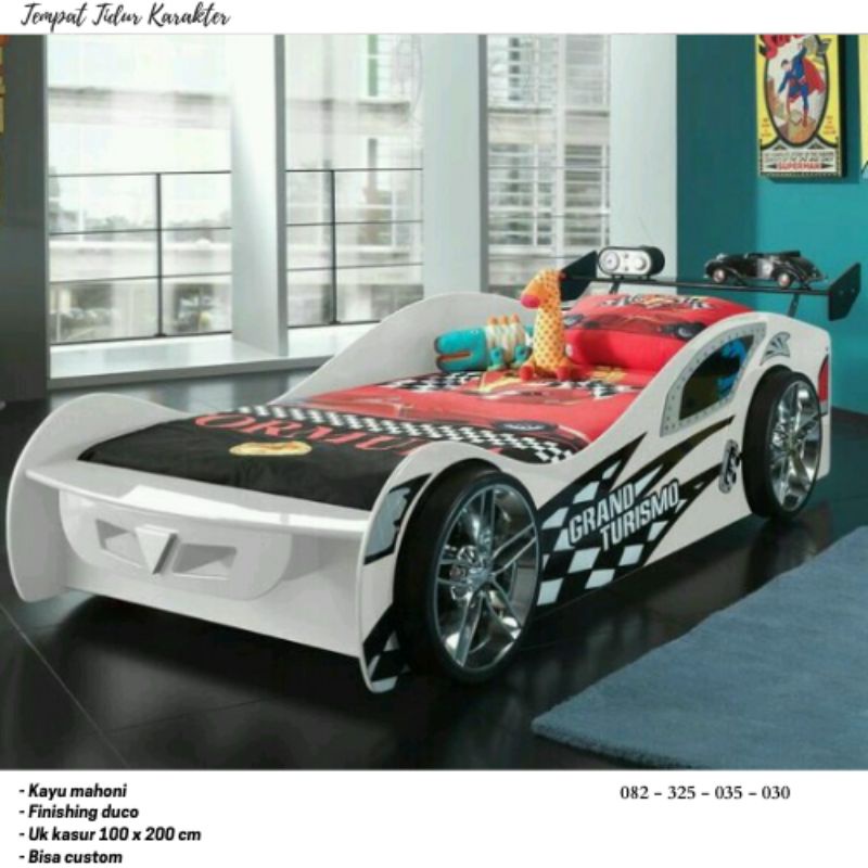 Tempat Tidur Single Karakter Mobil Ranjang Kasur Anak Cowok Murah Bentuk Cars