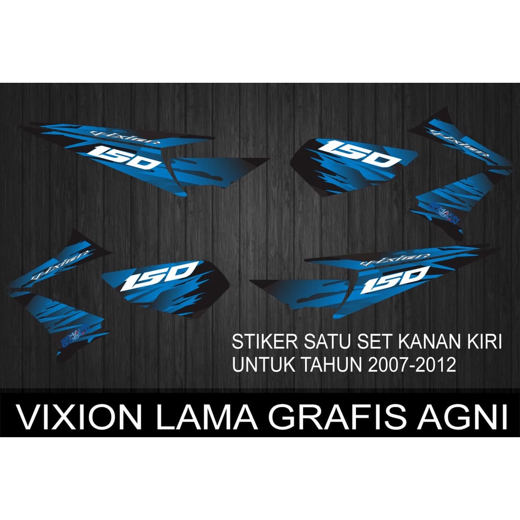 STIKER STRIPING VARIASI YAMAHA VIXION LAMA OLD GRAFIS AGNI BIRU