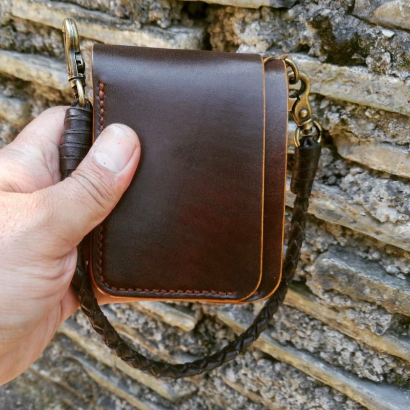 dompet kulit asli handmade variasi tali anyam
