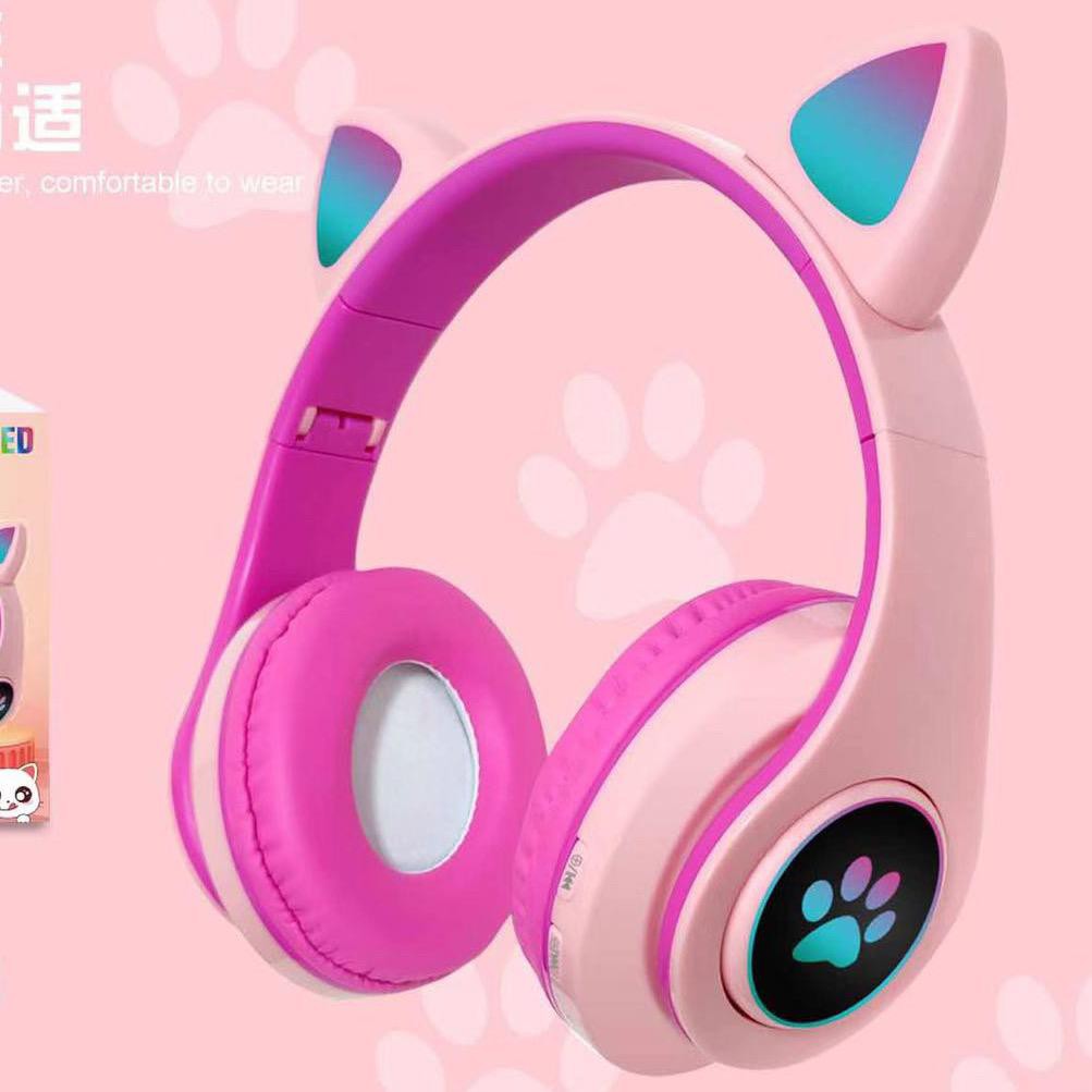 dc88 - Wireless Bando Cat BK-58M / Headset Bluetooth Bando Ear Cat LED BK-58M / BK 58M