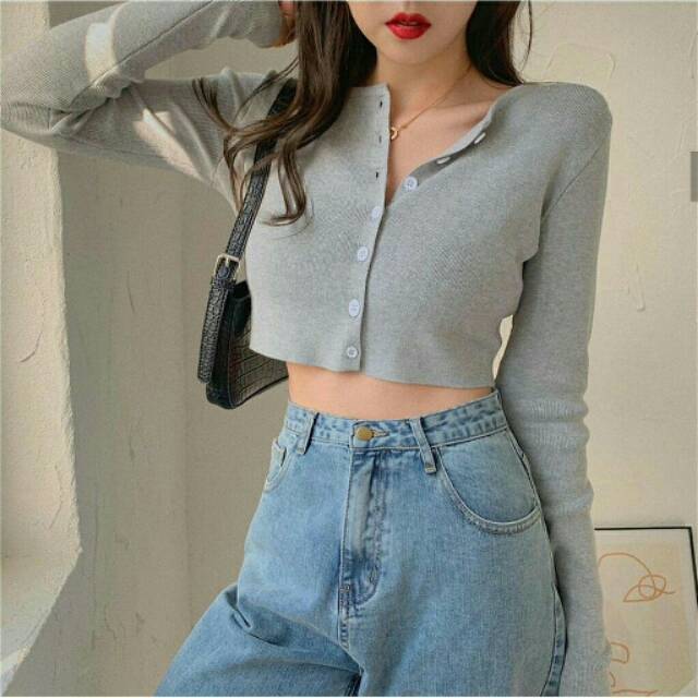 Angel shirt cropped crop tea rajut  crop cardigan  