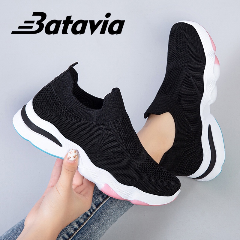 Batavia GROSIR sepatu kanvas wanita rajut sepatu wanita  sepatu tanpa tali hitam  Sepatu Wanita Sport Women Sneakers A111