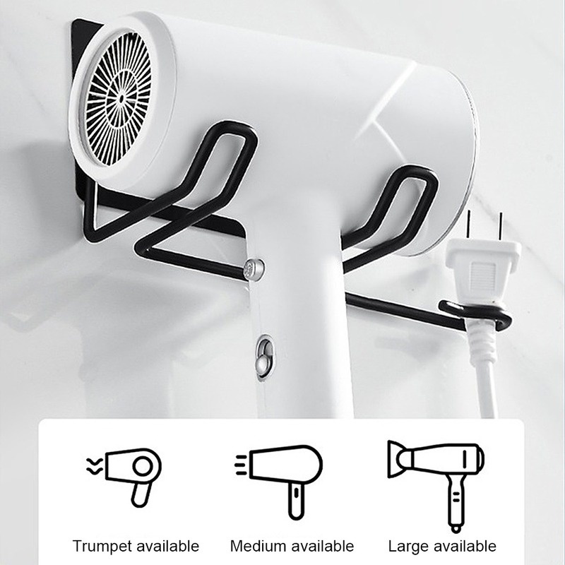 Rak Holder Hair Dryer Multifungsi Bahan Stainless Steel Tahan Air Untuk Kamar Mandi