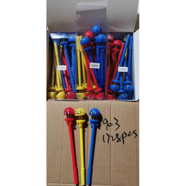 

Pen gel + per Spiderman isi 12 pcs