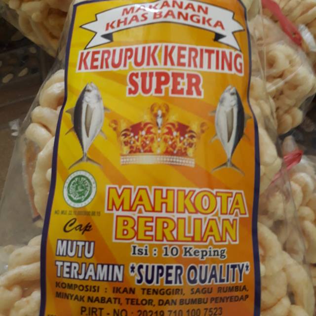 

Kerupuk keriting tenggiri super mahkota berlian