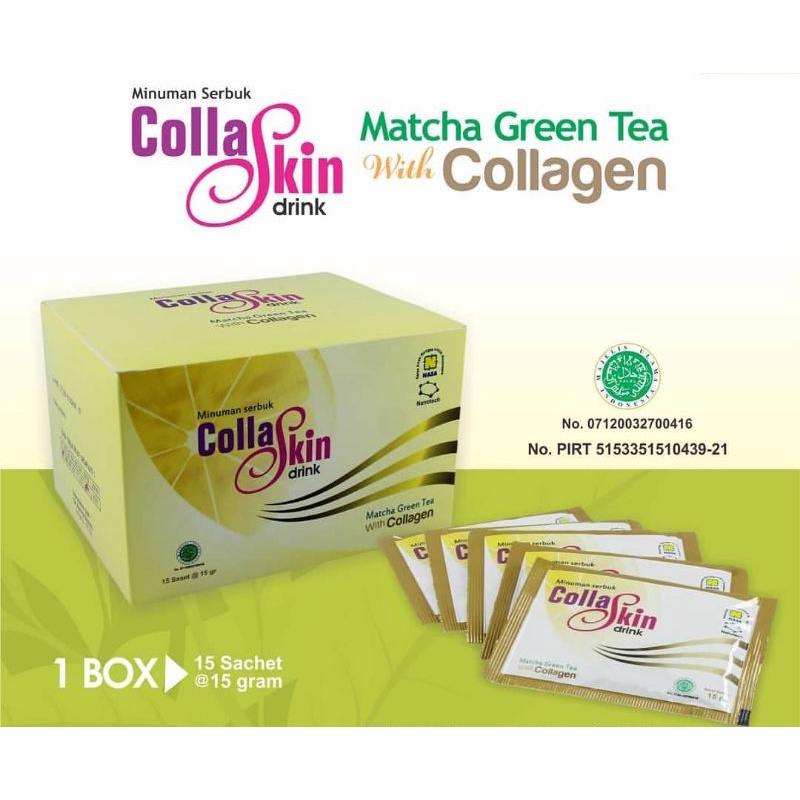 Collaskin Drink Nasa / Collagen drink Matcha green tea / Collagen drink Nasa/ Minuman BERKOLAGEN