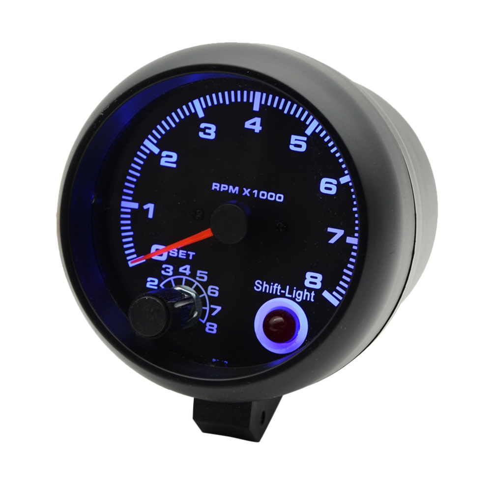 Tachometer Mobil Universal Warna Hitam Ukuran 3.75 &quot; 12V 0-8000 RPM Takometer Mobil Type R