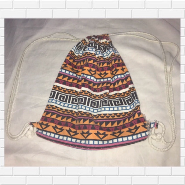 (BISA NEGO) tas serut motif warna dominan orange untuk sekolah atau kuliah dan jalan santai